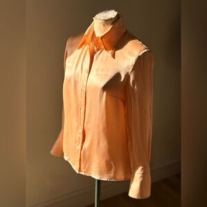 Escada Peach Silk Button Down Shirt